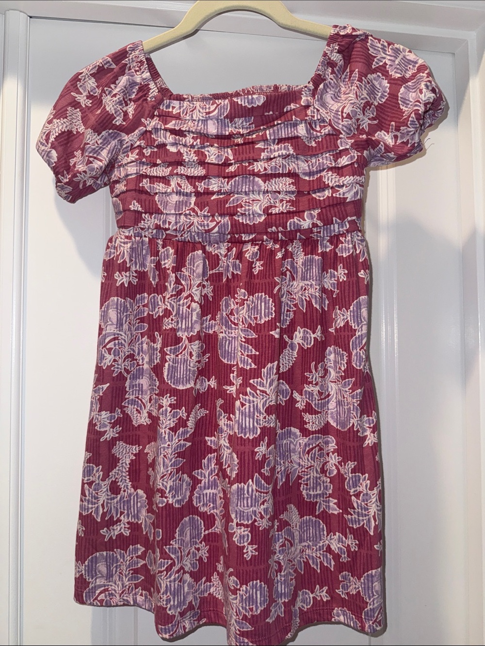 Carter's Rose-Pink Floral Smocked Puff Sleeve Dress